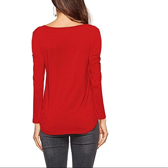 Beautiful woman casual long sleeve crisscross top - Picture 7 of 8